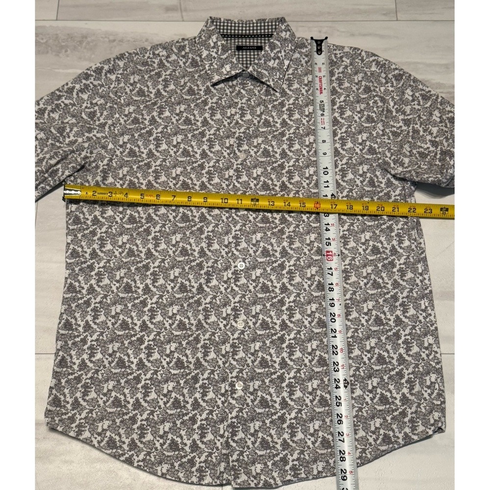 ALFANI Men Regular Fit Dress Shirt Black Gray Button up down Contrasting Trim L - Picture 5 of 6